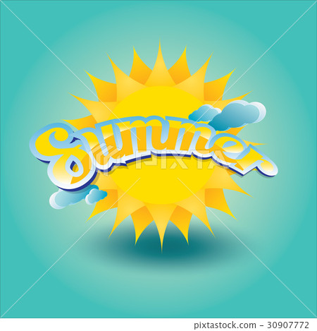 vector summer label. summer icon with sun. vector summer label. summer icon with sun. 30907772