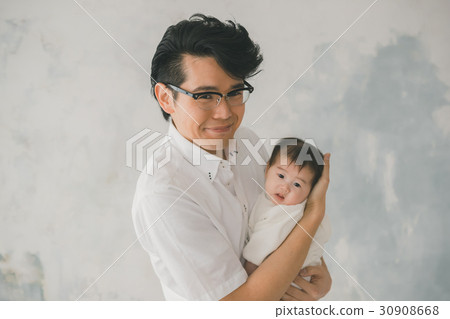 baby, infant, ikumen (man who enjoys child rearing) 30908668