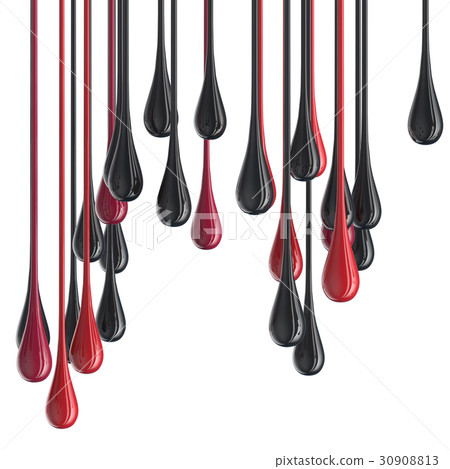 3D red and black glossy paint drop blobs 30908813