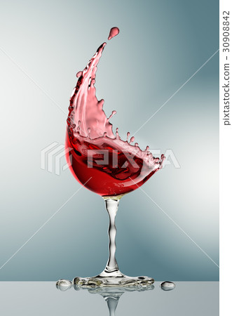 red wine glass on gray background 30908842