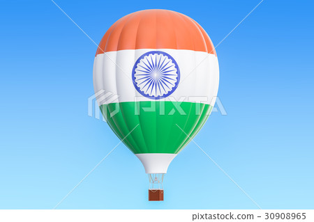Hot air balloon with India flag, 3D rendering 30908965