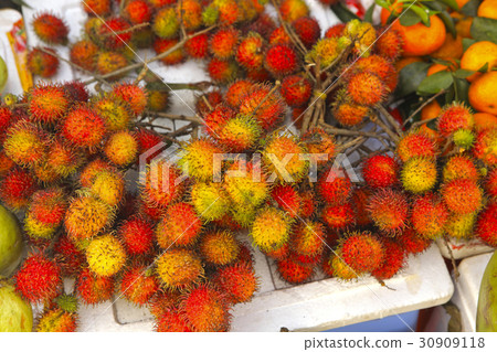 rambutan red ripe berries fruit 30909118