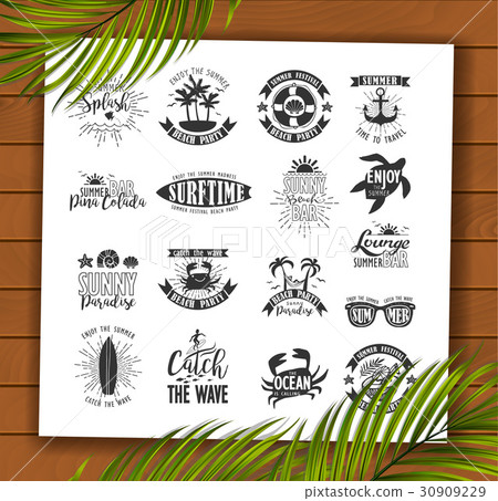 Summer Designs on Tropical Beach Background - Stock Illustration ...