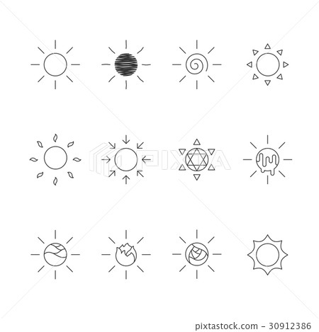 Sun icons outline stroke set design illustration 30912386