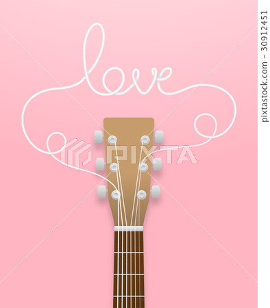 Guitar brown color and love text 30912451