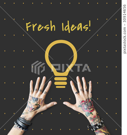 Inspiration Fresh Ideas Imagination Bulb Sign 30914656