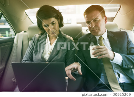 Business people meeting and discussion on backseat of the car 30915209