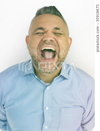 Man Laught Face Expression Studio Portrait Man Laught Face Expression Studio Portrait 30916675