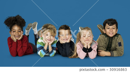 Little Children Laying Down Cheerful Little Children Laying Down Cheerful 30916863