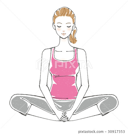 Lower body stretch Women sitting with their feet aligned Lower body stretch Women sitting with their feet aligned 30917353