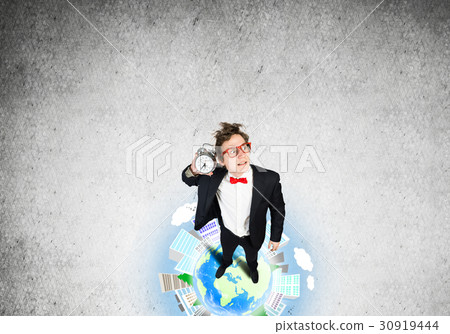 Comic businessman in red glasses Comic businessman in red glasses 30919444