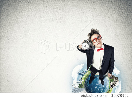 Comic businessman in red glasses Comic businessman in red glasses 30920902