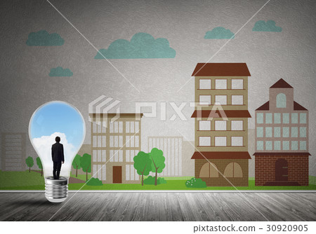 Businessman trapped in bulb 30920905
