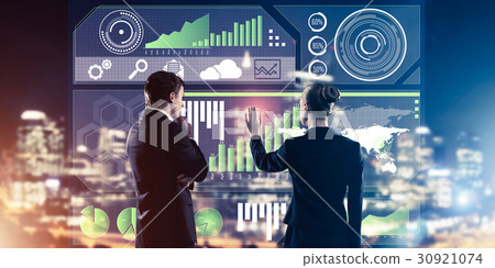 Concept of partnership and cooperation with people using virtual interface Concept of partnership and cooperation with people using virtual interface 30921074