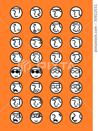 Simple person's face icon set 30922031