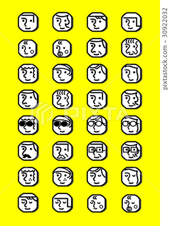 Simple person's face icon set 30922032