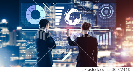 Concept of partnership and cooperation with people using virtual interface 30922448