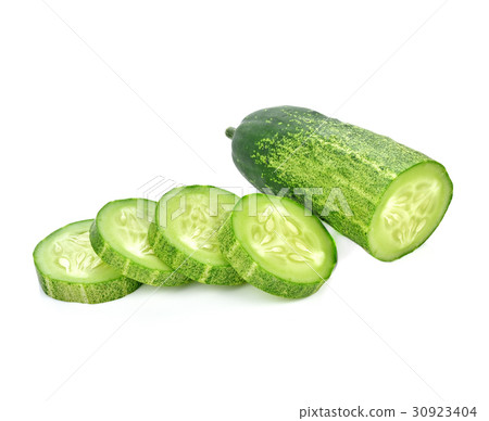 Cucumber and slices isolated white background. Cucumber and slices isolated white background. 30923404