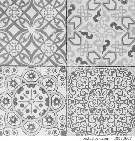 Beautiful old ceramic tiles patterns in the park  30923607