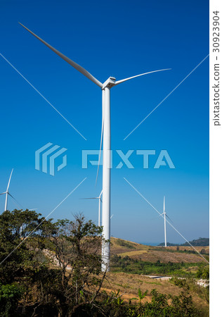 Eco power, wind turbines generating electricity. 30923904