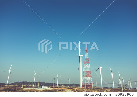 Eco power, wind turbines generating electricity. 30923906