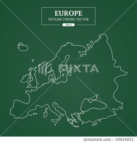 Europe Map Outline Stroke on Green Background 30924852