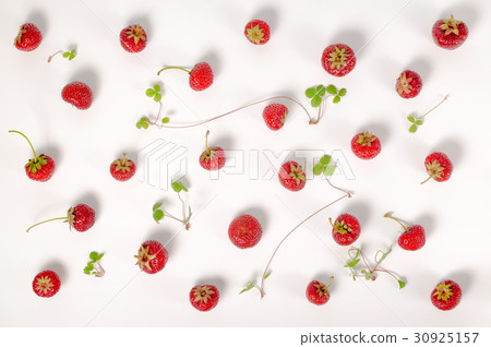 flat lay of trendy seamless pattern red strawberry 30925157