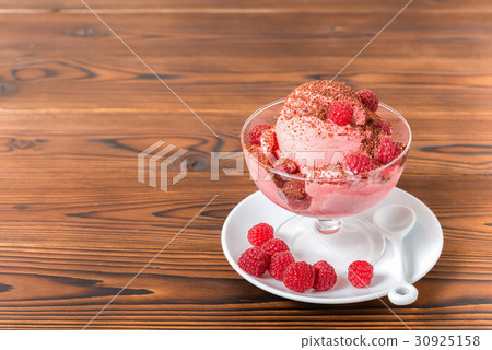 dessert pink ice cream scoops with raspberries dessert pink ice cream scoops with raspberries 30925158