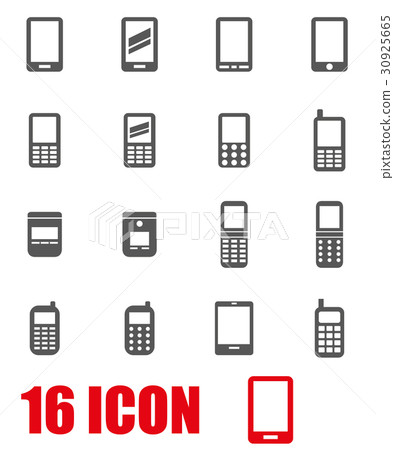 Vector grey mobile phone icon set - Stock Illustration [30925665] - PIXTA