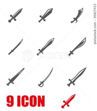 Vector grey sword icon set Vector grey sword icon set 30927413