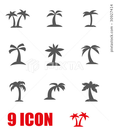 Vector grey palm icon set Vector grey palm icon set 30927414