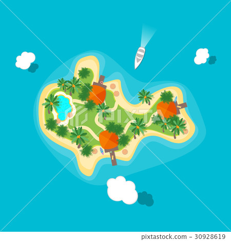 圖庫插圖: cartoon color island in ocean. vector