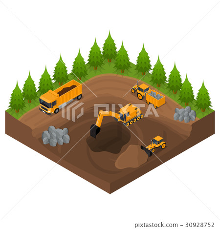 Construction Quarry with Excavators and Equipment Construction Quarry with Excavators and Equipment 30928752