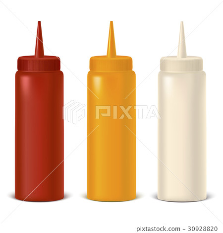 Realistic Detailed Bottle Set for Sauce, Mustard Realistic Detailed Bottle Set for Sauce, Mustard 30928820