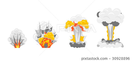 Cartoon Stages Process of Explotion Effect Set 30928896