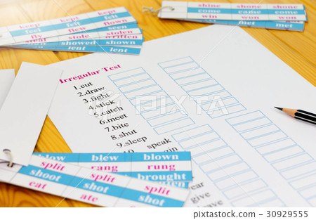 english exam on table with pencil 30929555