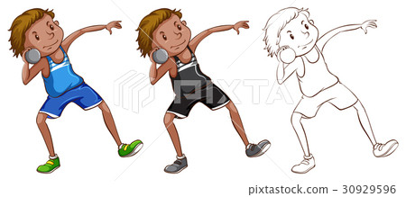 Doodle character for man doing shotput Doodle character for man doing shotput 30929596