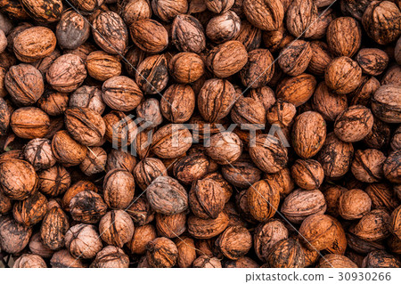 Background of walnuts. Many nuts 30930266
