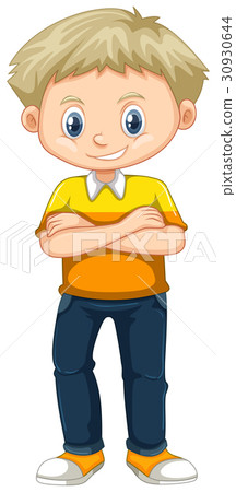 Little boy in yellow shirt and jeans Little boy in yellow shirt and jeans 30930644
