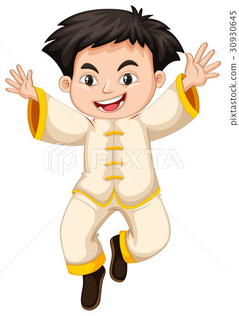 Chinese boy in white costume 30930645