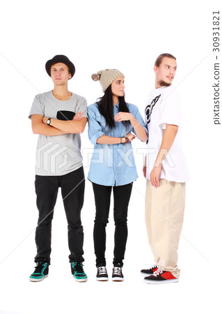 group of three friends on white 30931821