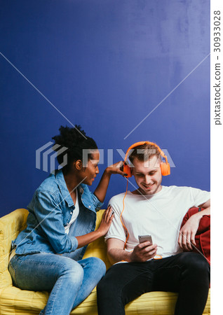 Couple in quarrel, man ignore woman, do not listen Couple in quarrel, man ignore woman, do not listen 30933028