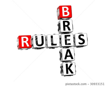 3D Crossword Break Rules on white background 30933151