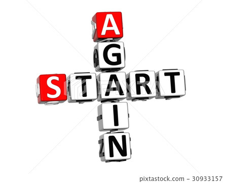 3D Crossword Start Again on white background 3D Crossword Start Again on white background 30933157