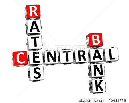 3D Crossword Central Bank Rates on white 3D Crossword Central Bank Rates on white 30933716