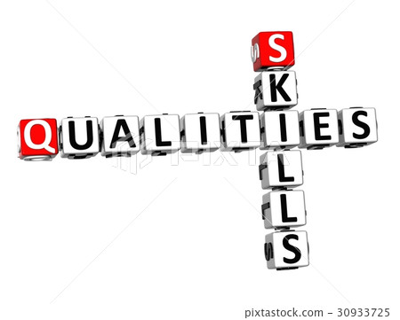 3D Crossword Qualities Skills on white background 3D Crossword Qualities Skills on white background 30933725