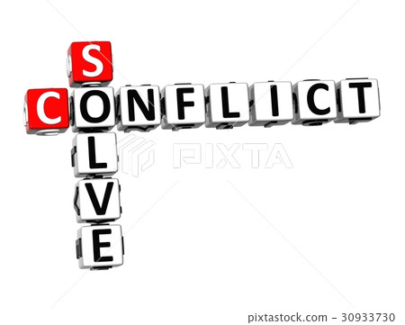 3D Crossword Conflict Solve on white background 3D Crossword Conflict Solve on white background 30933730