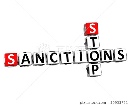 3D Crossword Stop Sanctions on white background 3D Crossword Stop Sanctions on white background 30933731