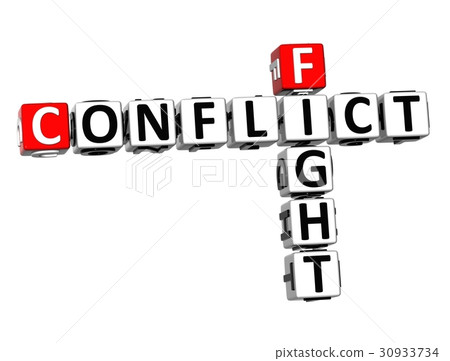 3D Crossword Conflict Fight on white background 3D Crossword Conflict Fight on white background 30933734