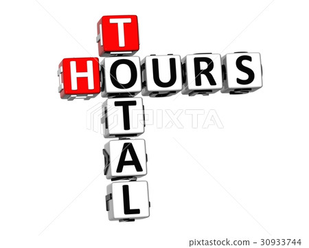 3D Crossword Total Hours on white background 30933744